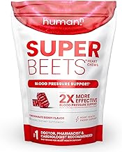 humanN SuperBeets Heart Chews, Nitric Oxide and Blood Pressure Support, Grape Seed Extract & Non-GMO Beet Root Powder Energy Chews, Super Beets Heart Chews, Pomegranate Berry Flavor, 60 Count
