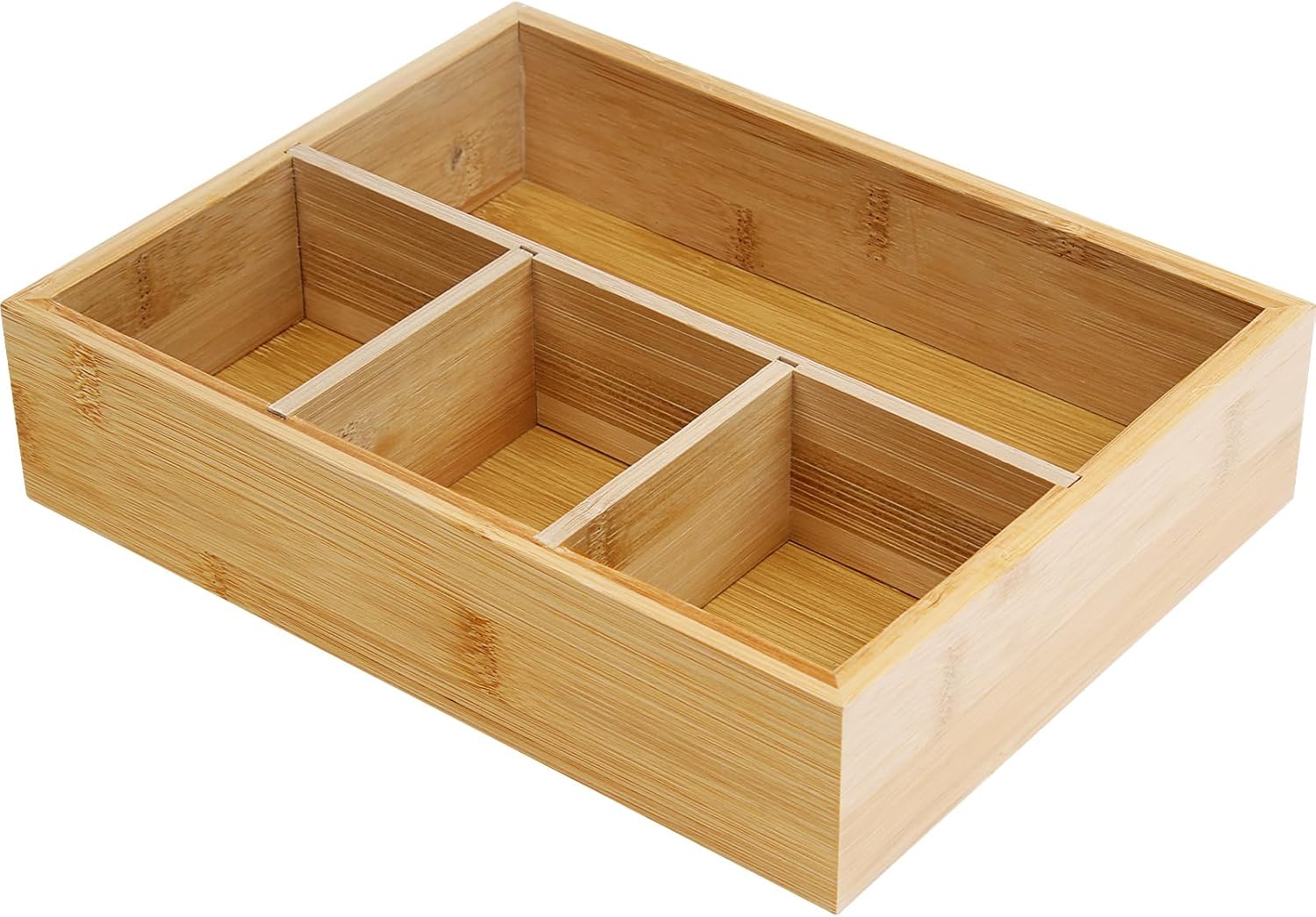 Tea Bag/Sugar Packet Holder,Coffee Station Condiment Organizer,Bamboo Tea Organizer,Large 4-Compartment Organizer Tray for Drawer/Shelf/Countertop
