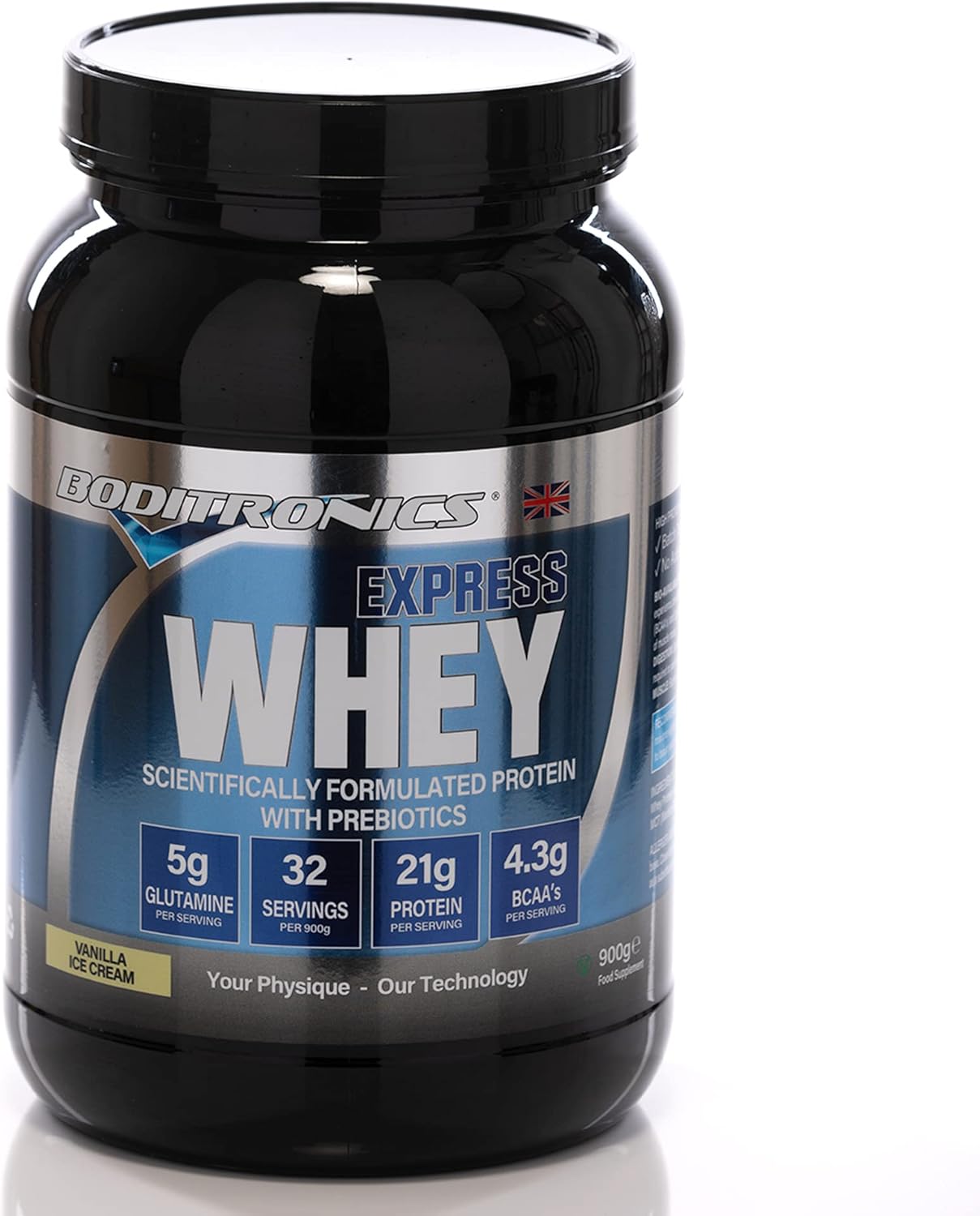 Boditronics Express Whey Protein Powder Muscle Building Powder with Dietary Fibre, BCAA and High Levels of L-Glutamine Prebiotic Mass Gainer Whey Protein Isolate Protein Shakes