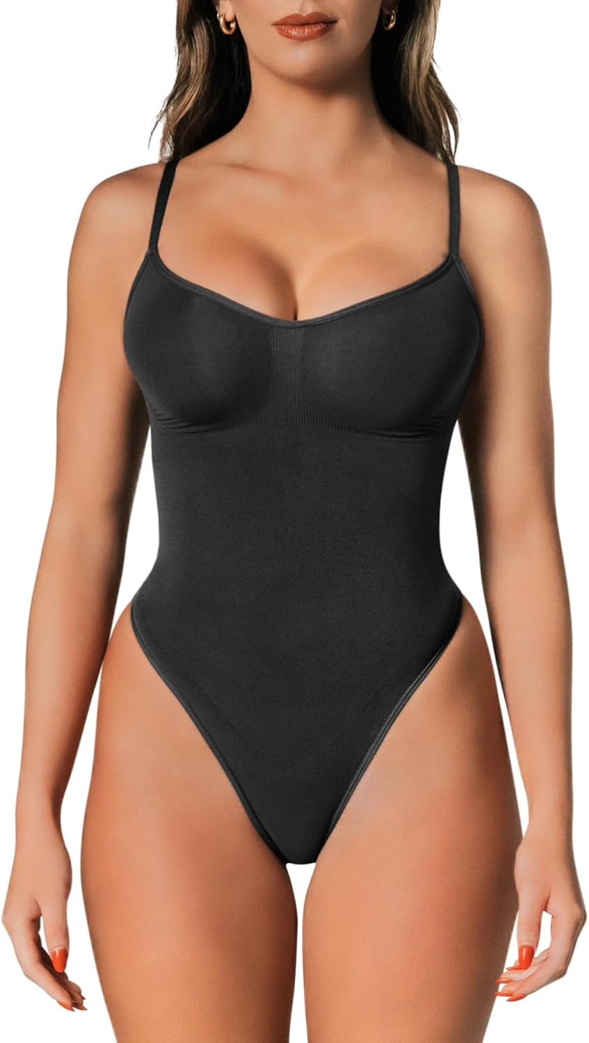 Shapewear Tummy Control Bodysuit Thong or Brief: Sculpting Shaper Tank Top Bodysuits & Snatched Waist Body Suit