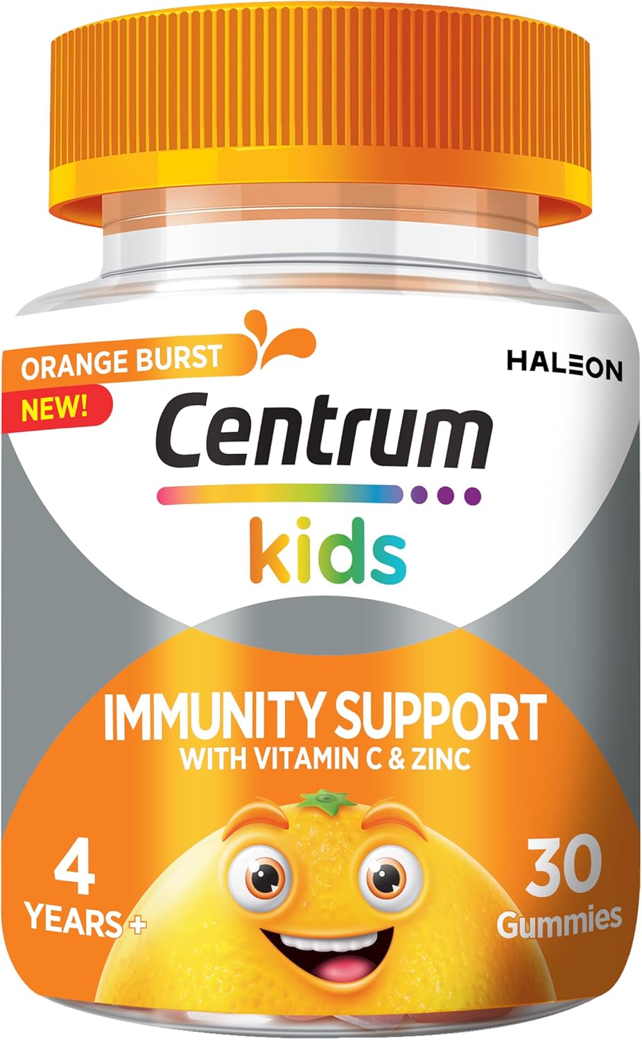 Centrum Immunity Support, gummy multivitamins for kids, with key vitamins, includes vitamin D, A, and C, Orange Natural Fruit Flavour, 30 Chewable Gummies