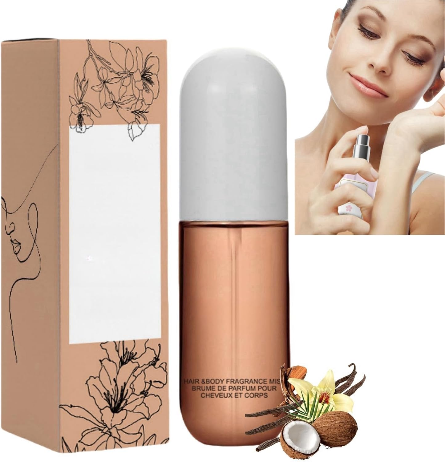 Vanilla Perfume,Vanilla Body Spray,Vanill/a Body Skin Mist,Coconut Bo/dy Spray,Concentrate Van/illa Bod/y Spra/y,Hair and Bod/y Mist for Women,Travel Size Long Lasting Perfume Spr/ay