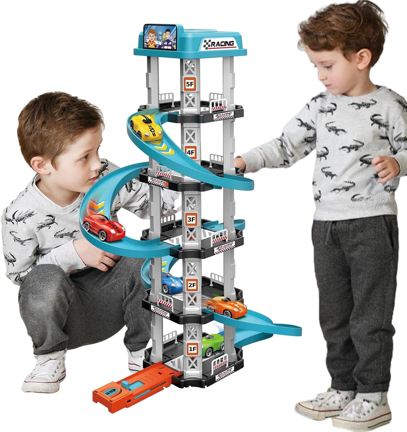 Garage Car Track Playset - Racing Car Ramp Toy Interactive Traffic Vehicle Track | Preschool Educational Traffic Toys for Girls, Boys, Children