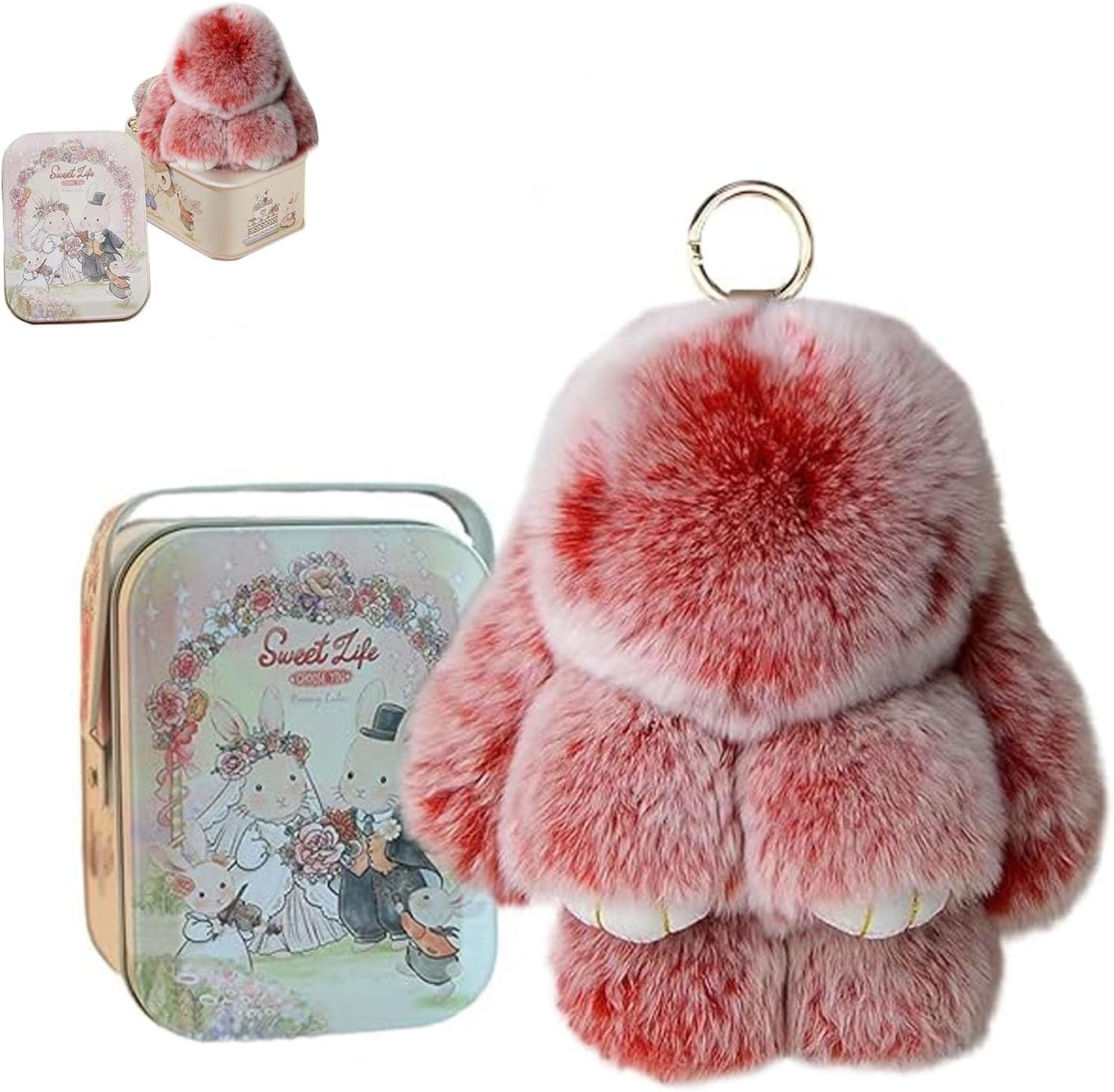 Bunnylulu Keychain with Box, Bunny Keychain with Tin, BunnyCute Plush Key chain