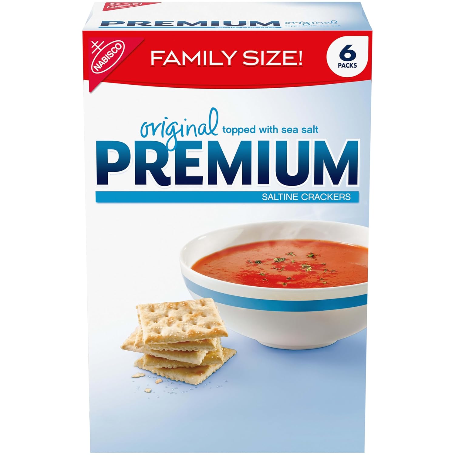 Premium Original Saltine Crackers, Lunch Snacks, Family Size, 24 oz | Certified Kosher, Topped with Sea Salt