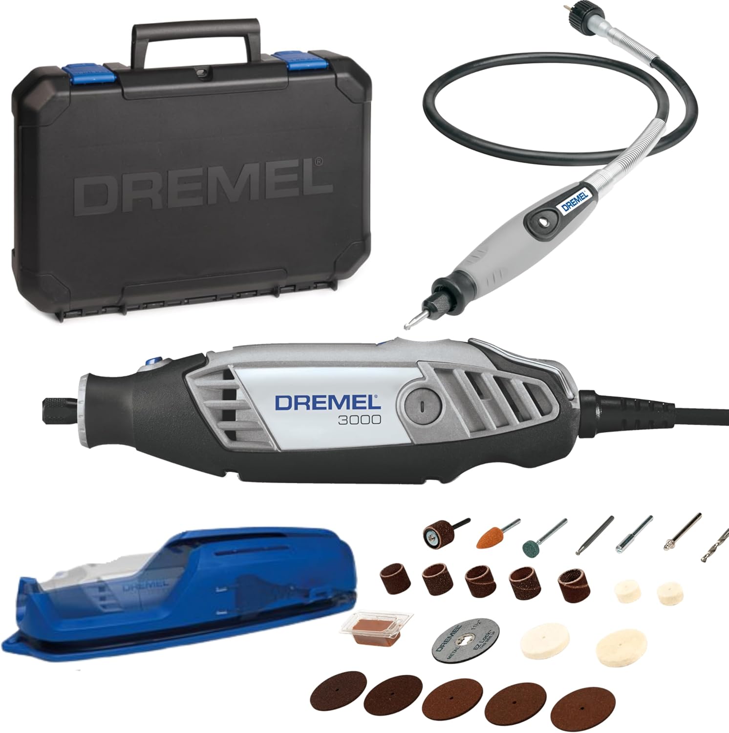 Dremel 3000 Rotary Tool 130 W, Multi Tool Kit with 1 Attachment 25 Accessories, Variable Speed 10.000-33.000 RPM