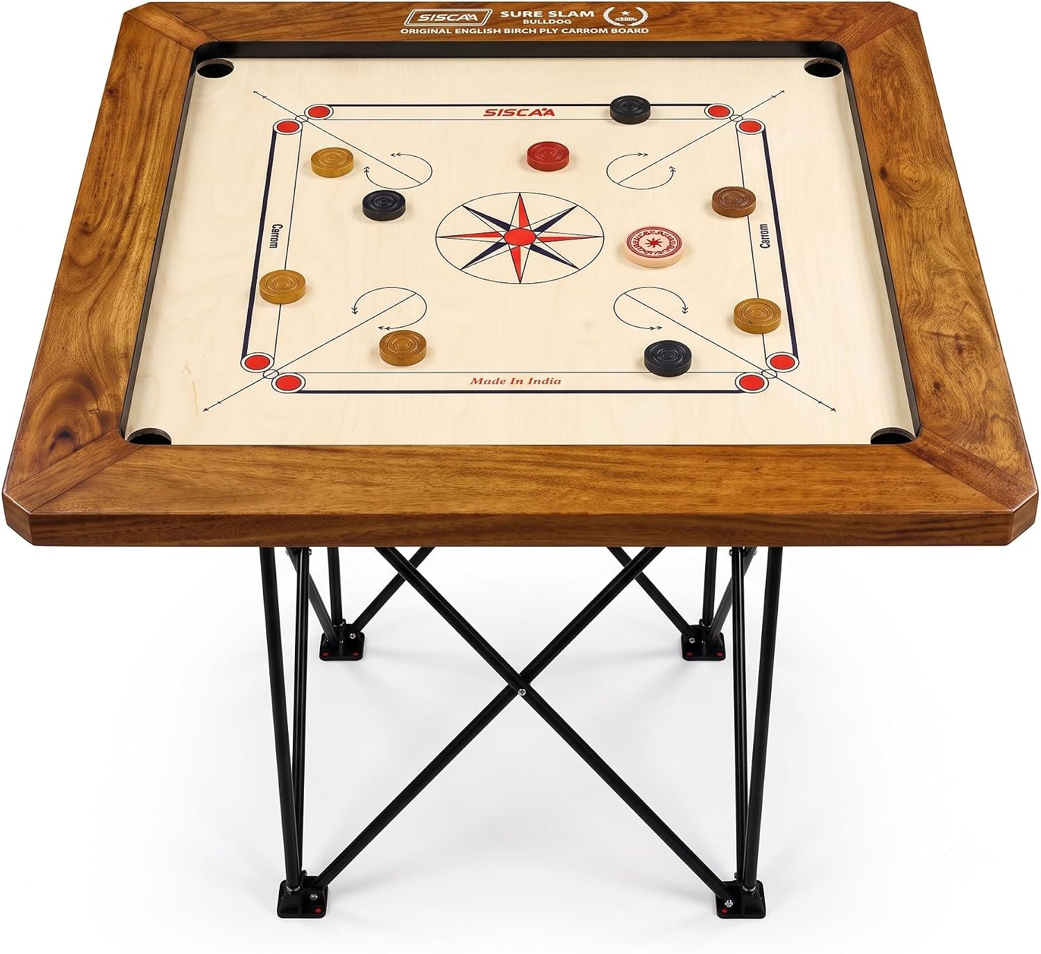 KNK Carrom Board Sure SLAM Indoor Board Game Approved by Carrom Federation of India & Maharashtra Carrom Association (Bulldog, 24mm)