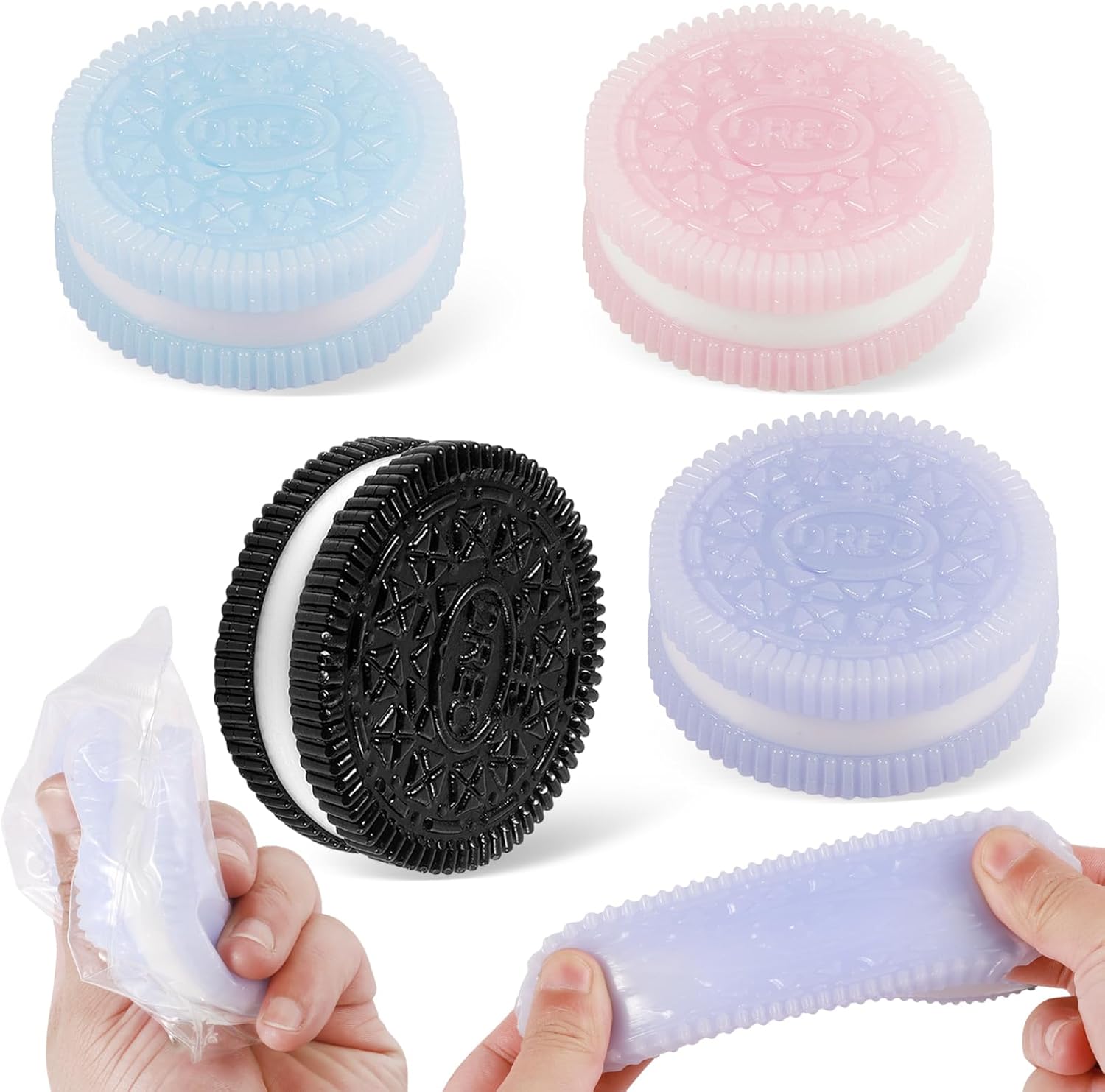 Oreo Biscuit Stress Relief Toy, 4 Pack Taba Squishy Squeeze Toys, Fun Oreo Squishy Toy, Pinching Biscuit Simulation Toy for Stress Relief