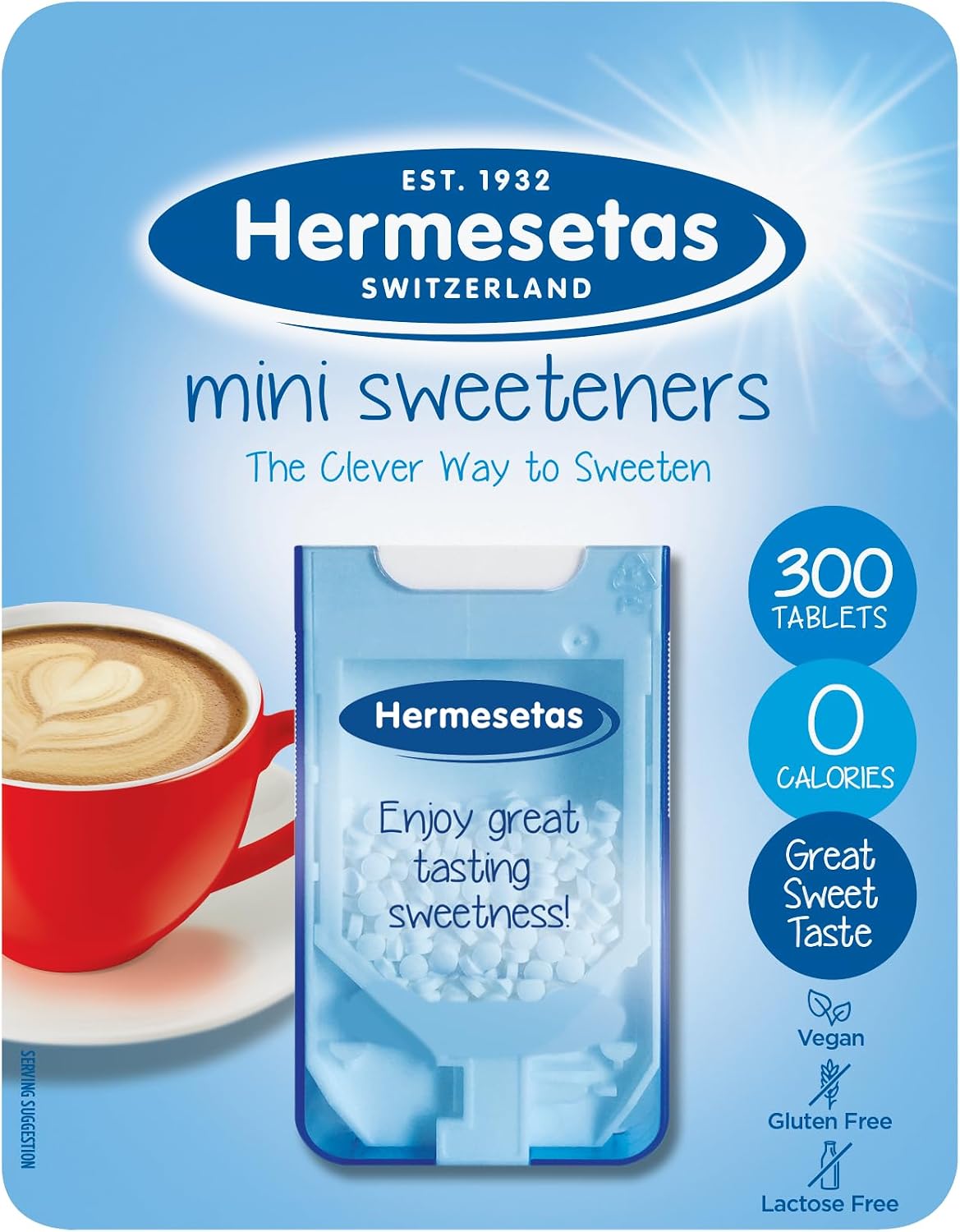 Hermesetas Mini Sweeteners 300 Tablets – Zero Calorie Sugar Free Pocket Size Dispenser