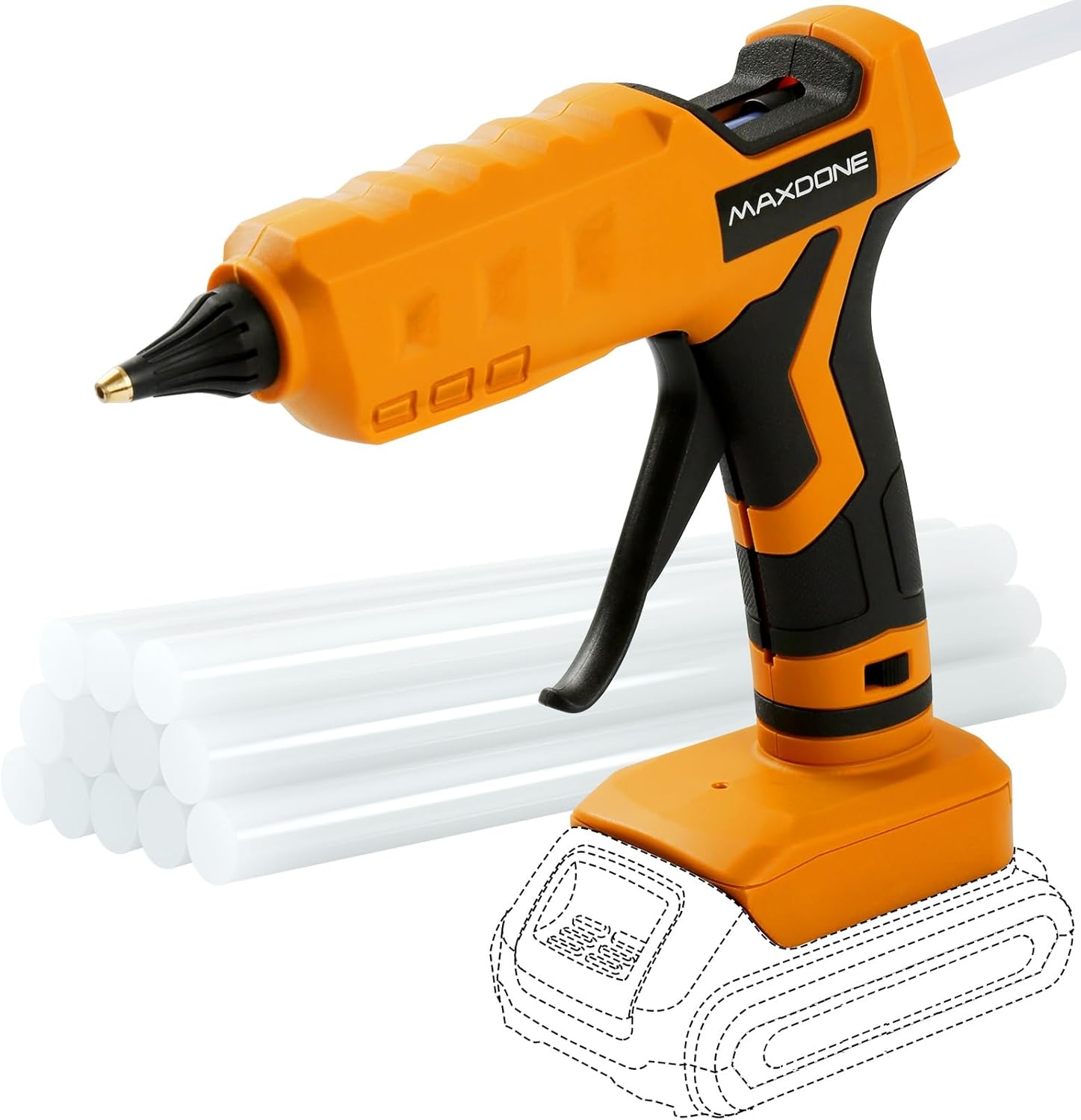 Hot Glue Gun Cordless for Dewalt 18V XR li-ion Battery Powered 100W, Crafting for DIY Handicrafts and Repair 11mm Sticks (Tool Bare, no Battery, no Charger)