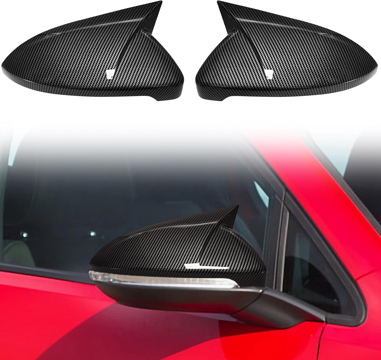 TOPUS Pair Side Mirror Cover Replacement for Volkswagen VW Golf MK7 MK7.5 GTI/GTD Hatchback 2015-2020 Car Reversing Exterior Rear View Mirror Housing 5G0857537 5G0857538 Carbon Fiber