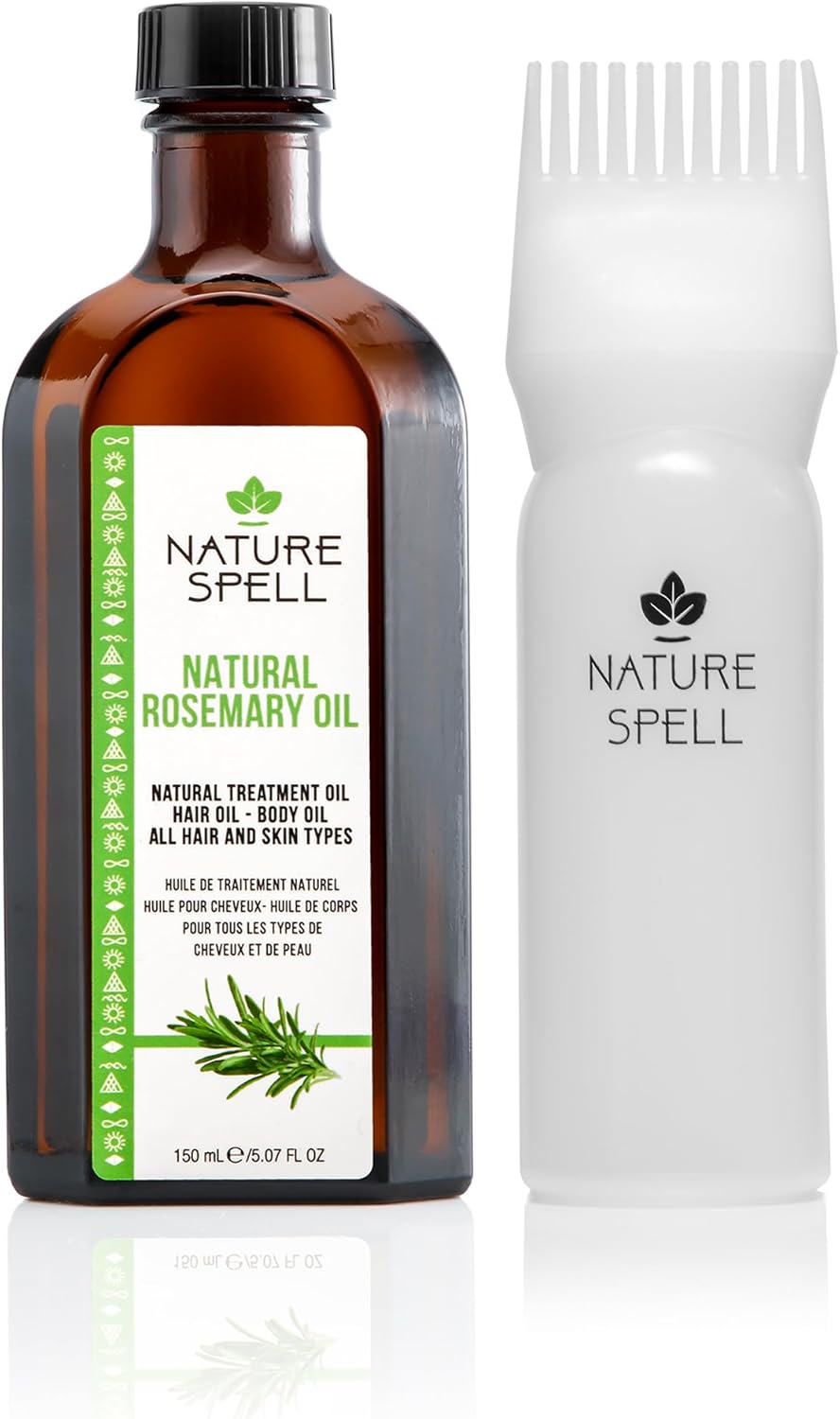 Nature Spell Rosemary Oil For Hair With Hair Precision Oil Applicator Bottle Comb 150ml, Treats Dry, Damaged Hair & Targets Hair Growth, Made In The UK