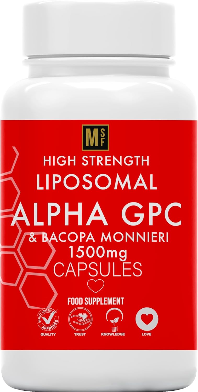 Liposomal Alpha GPC & Bacopa Monnieri 1500mg | 120 Capsules High Strength Alpha-GPC Choline Supplement Memory, Focus Brain Support