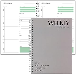 KAICN A5 Weekly To Do Planner Notebook,Weekly Goal To Do List Planner, Priorities, Habit Tracker, Note Page, Fashion Design with Hard Cover and Spiral Binding, 6"x8.5" Office Organization Notebooks