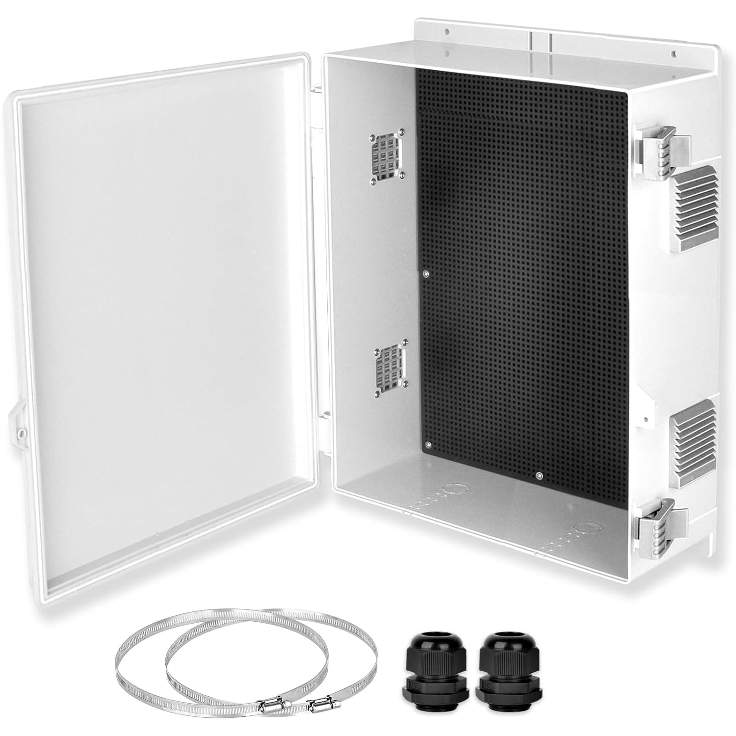 Outdoor Electrical Junction Box, Ventilation and Heat Dissipation ABS Plastic Project Enclosure with Internal Mounting Panel 18.1"x 12.6"x 6.3"
