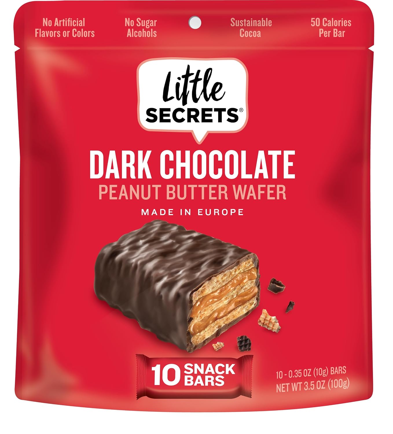 Little Secrets Dark Chocolate Peanut Butter Crispy Wafers || Made in Europe | Nothing Artificial & No Sugar Alcohols | Sustainable Cocoa (3.5 Ounce (Pack of 1))