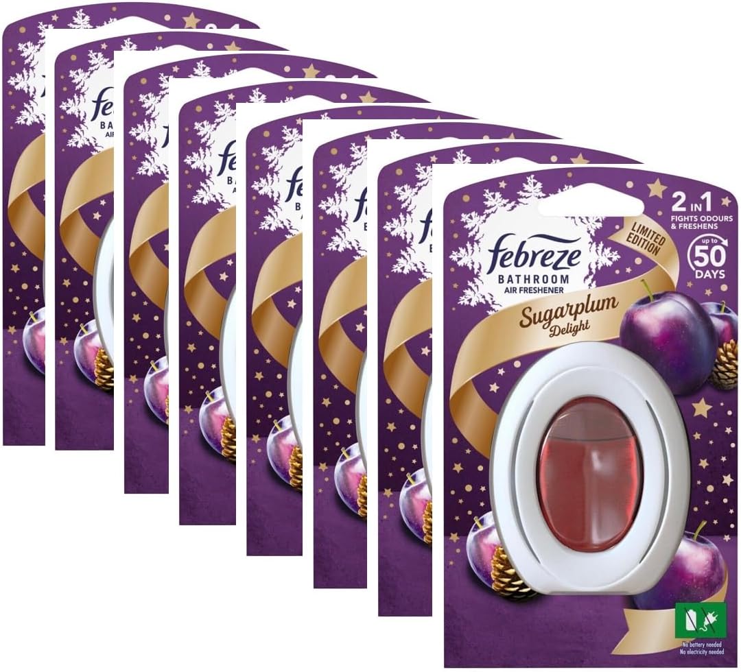 8 x Febreze Bathroom Air Freshener Sugarplum Delight Limited Edition 7.5ml NEW