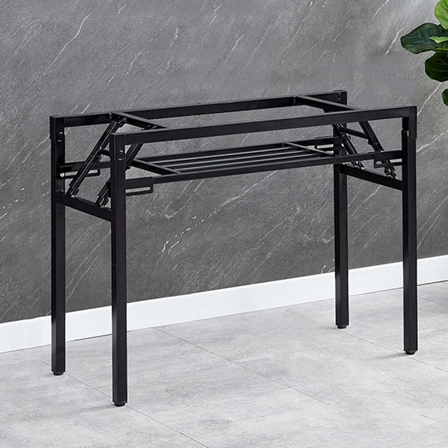 Modern Industrial Metal Table Legs,Rectangular Foldable Table Frame,Heavy Duty Steel Desk Legs,for Coffee Table,Dining Table,Load Bearing 150Kg,1 Piece (30.7in x 15in x 28.7in,Black)