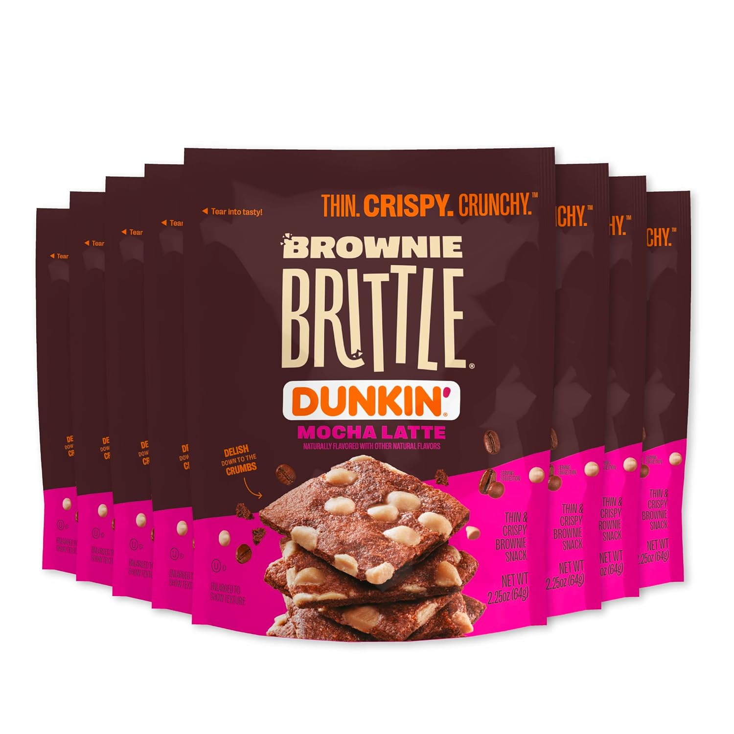 Brownie Brittle – Dunkin' Mocha Latte Crunch Thin and Crispy Sweet Snacks