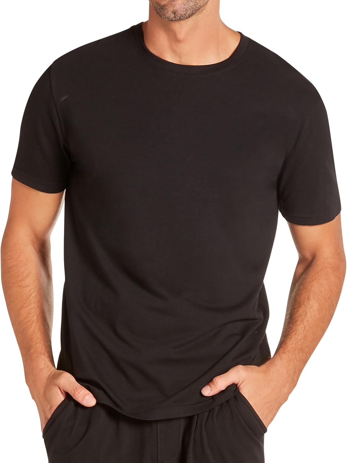 TAHARI Men's Ultimate Comfort Men's Crew Neck Sleep T-Shirt – Soft Cotton Blend, Lightweight & Breathable Lounge Shirt