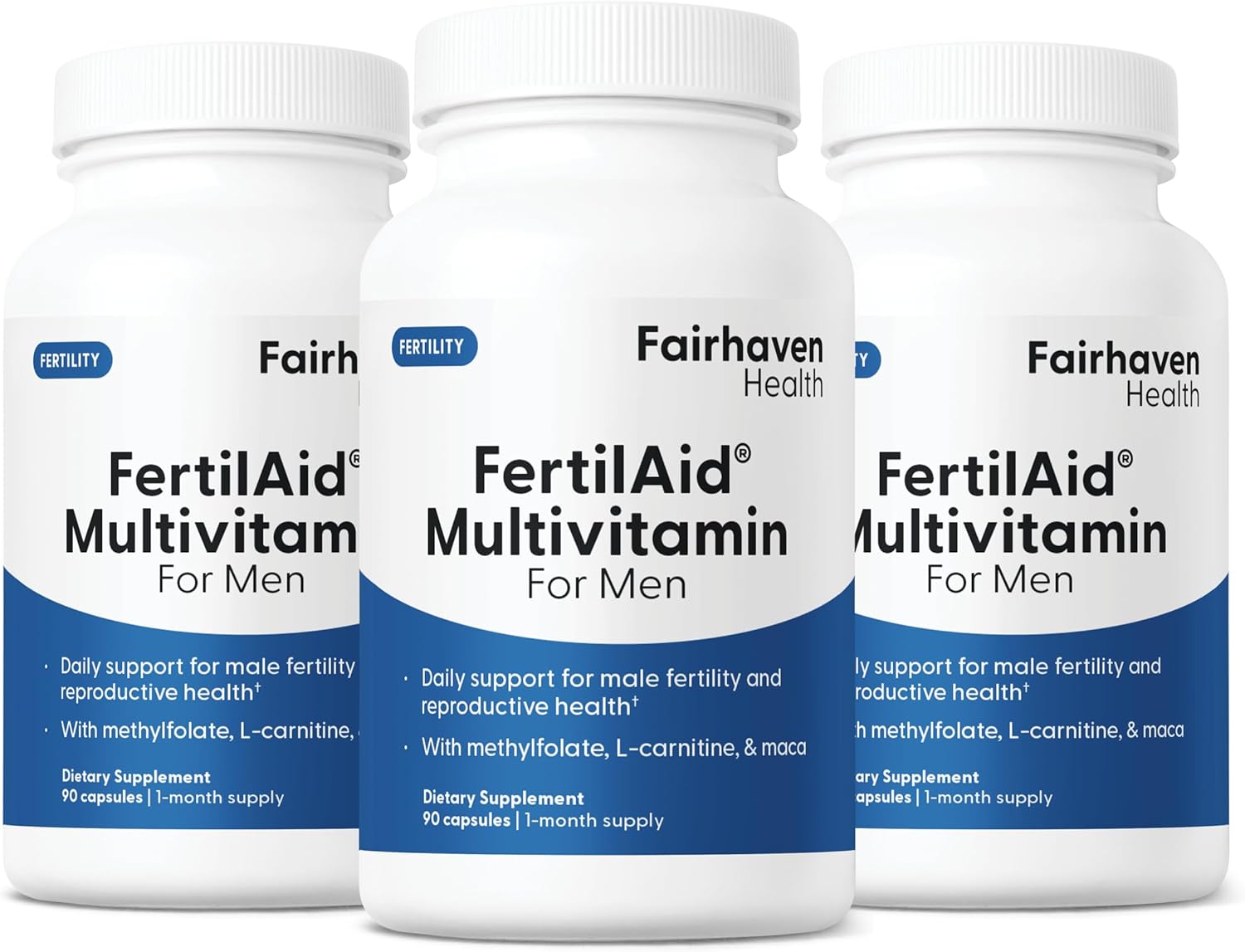 Fairhaven Health 3 Month Supply FertilAid for Men Prenatal Male Fertility Supplement | Count and Motility Support Pre Conception for Him | Fertility Support Includes, Zinc, and Folate | 90 Capsules