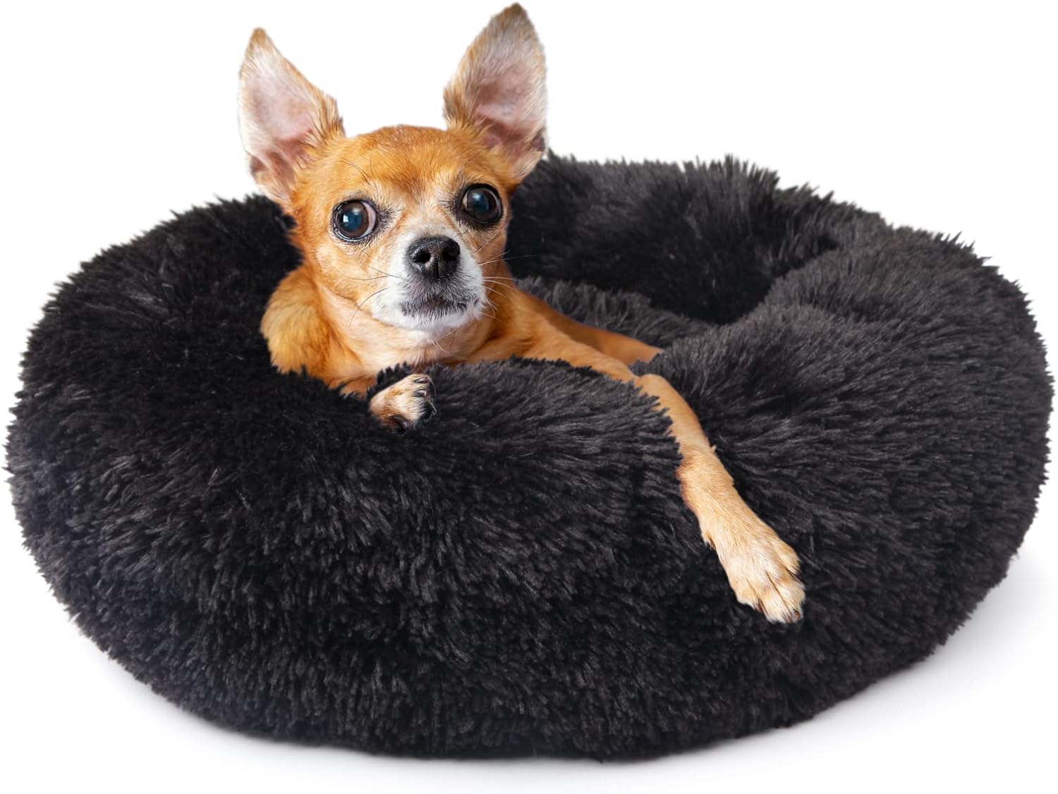 nononfish Small Dog Bed, Calming Dog Bed, Dog Kennel, Cat Beds for Indoor Cats, Dog Stuff for Camas para Perros, Puppy Bed, Fluffy and Plush Warming for Doggie, Anxiety and Calming, Black Colour Bed