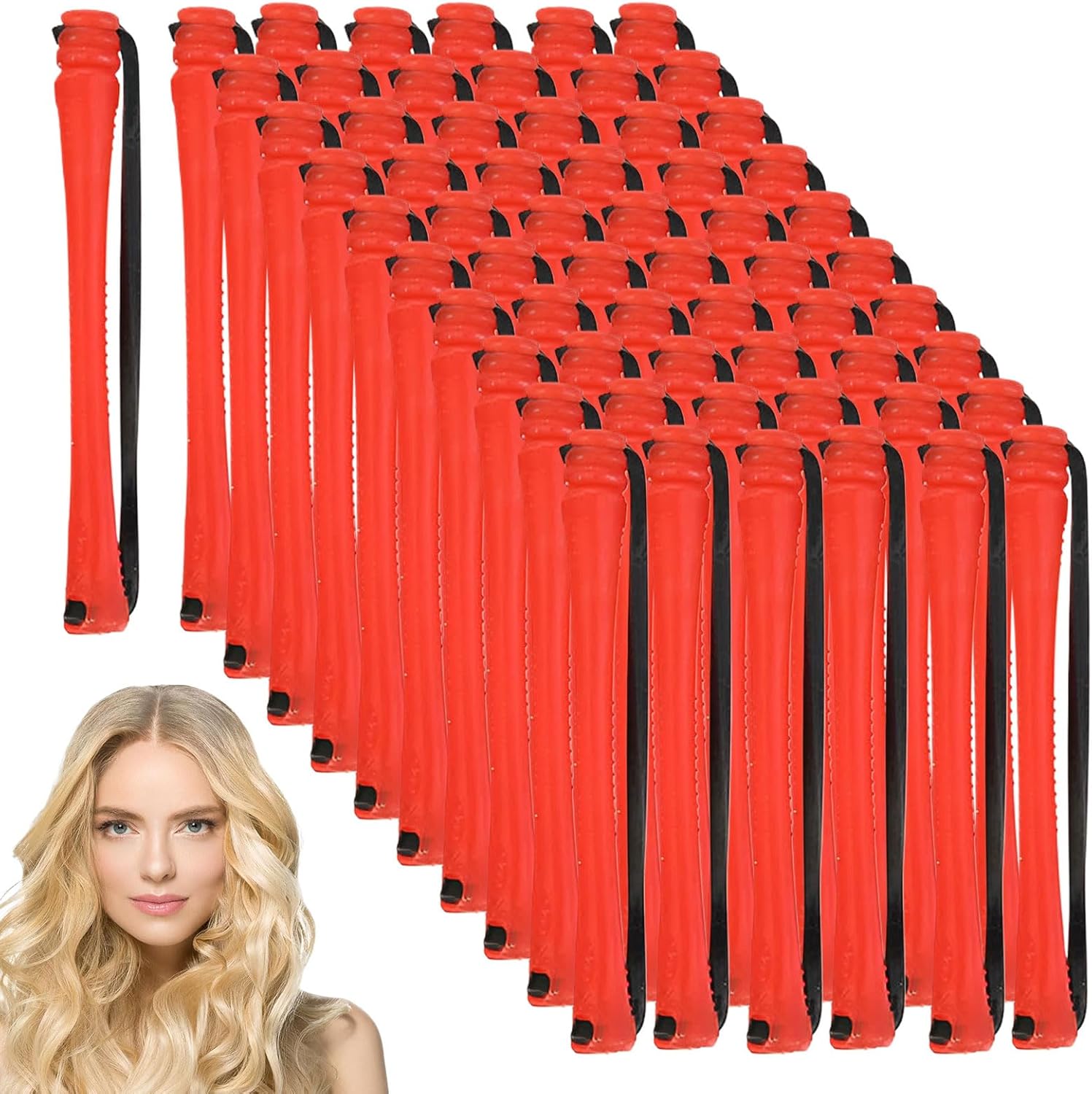 Perming Rods, 60 Pcs Perm Rollers, Small Size Red 0.27 Inch Perm Kit for Short Hair Men Women, DIY Salon Home Curling Rollers for Straight and Curly Hair