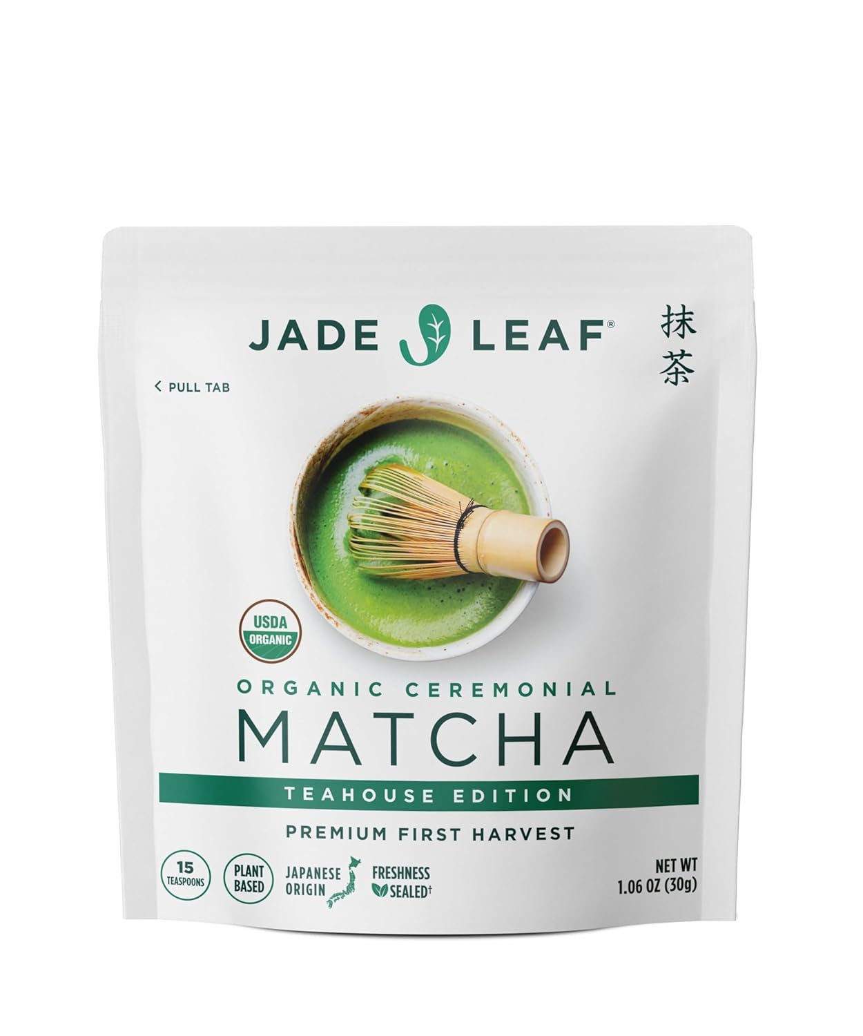 Jade Leaf Matcha Organic Ceremonial Green Tea Powder - Teahouse Edition - Premium First Harvest Ceremonial Grade- Authentic Japanese Origin (1.06 Ounce Pouch)