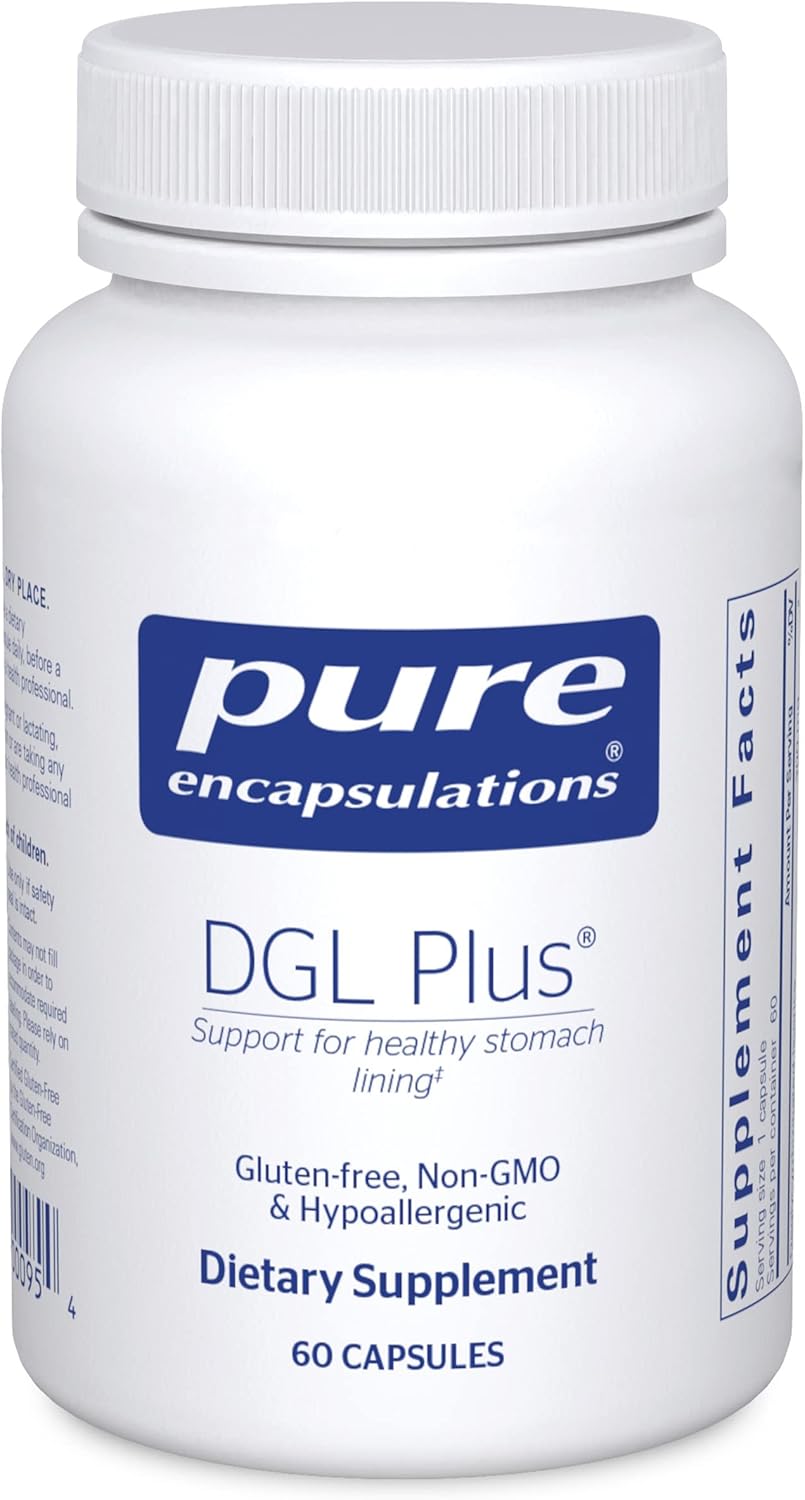Pure Encapsulations DGL Plus - Gut Health Supplements for Men & Women - with Marshmallow Root, Aloe Vera Extract & Slippery Elm Bark - Non-GMO & Vegan - 60 Capsules