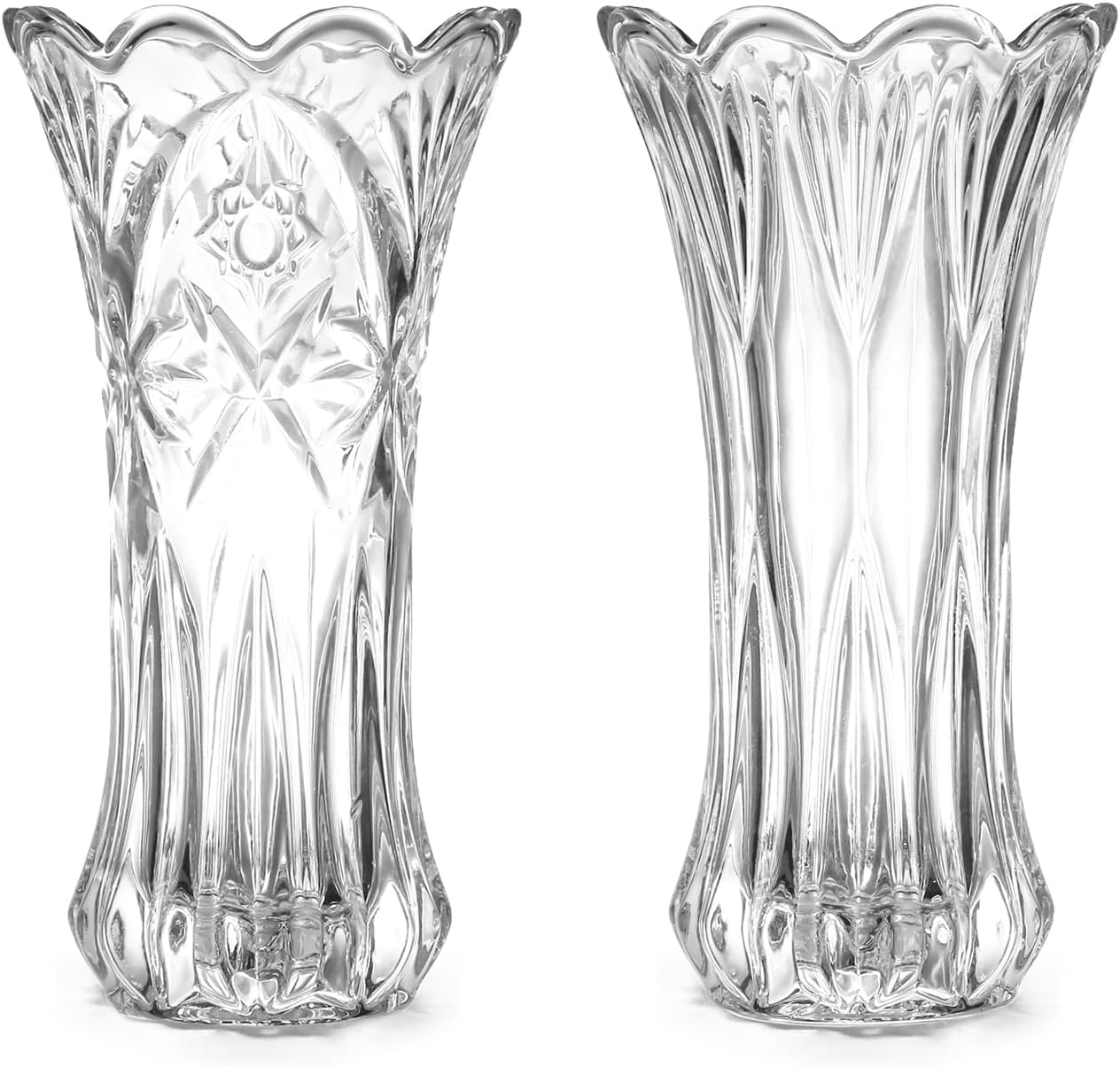 Glass Vases for Flowers, 20cm Large Vase Set of 2, Minimalist Decorative Crystal Glass Vase, Thickened Clear Tall Flared for Home Floral Arrangement Centerpieces Living Room,Kitchen,Bedroom,Office