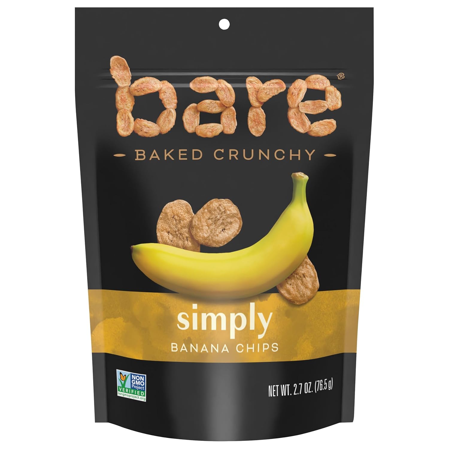 Bare Baked Crunchy Banana Chips, Simply Banana, Gluten Free, 2.7 oz Bag
