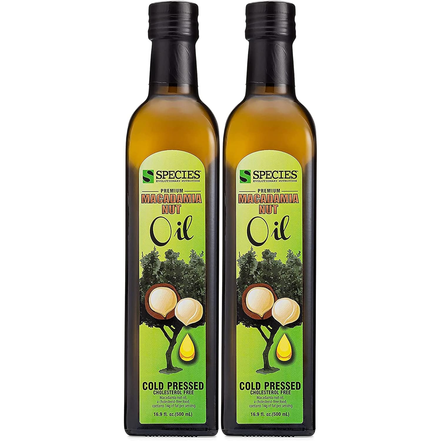 Species Nutrition Macadamia Nut Oil, Healthy Cooking Oil for Stir Fry, Sweet, Buttery, Great Tasting, Omega 9 Monounsaturated Fats, Balanced Omega 3 & 6 Fats. (32 Servings, 2 Pack)