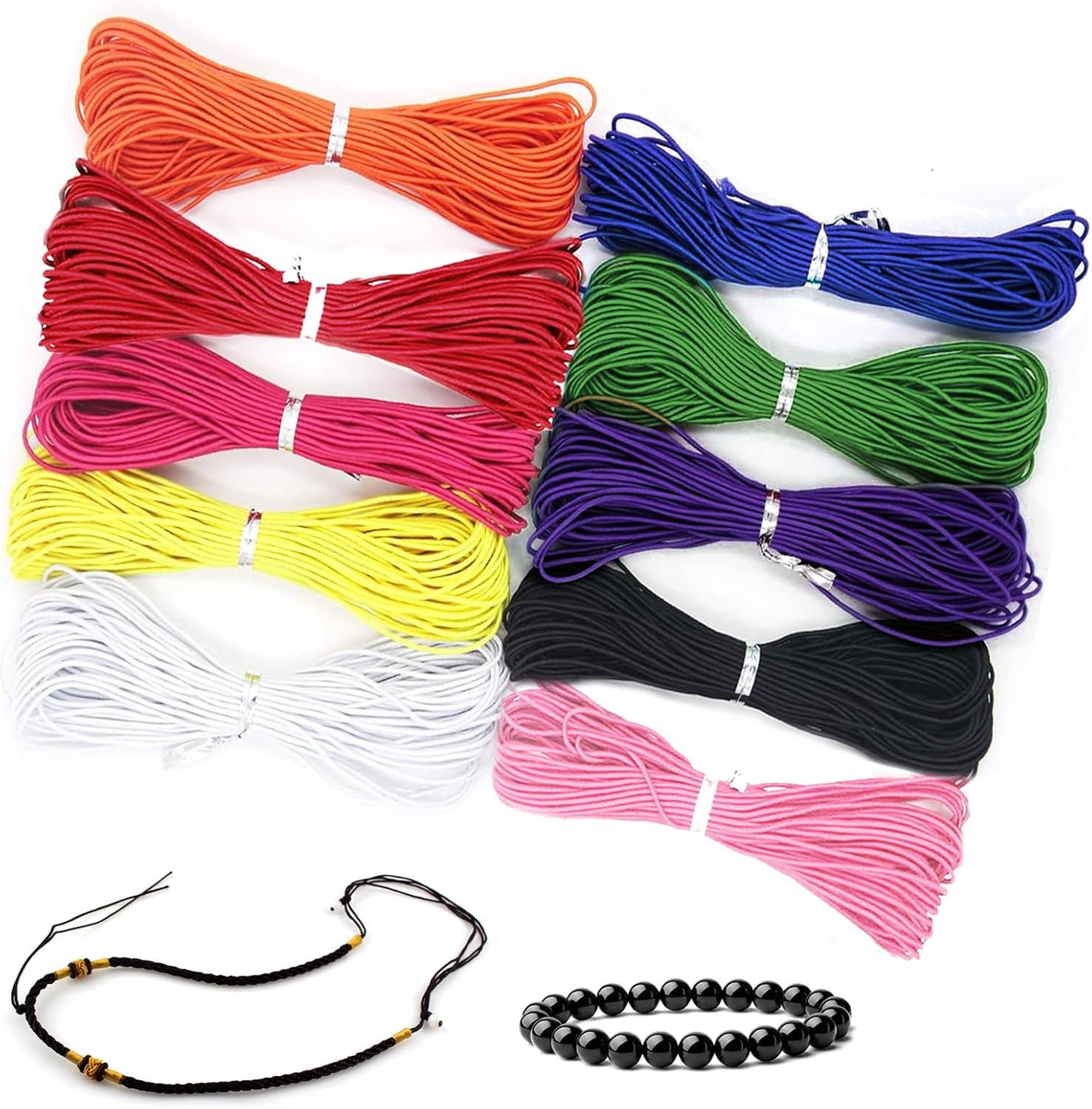 Elastic String for Bracelets Making 0.8mm Coloured Elastic Bracelet String Cord Stretchy Beading Thread for Jewellery Necklace 130m
