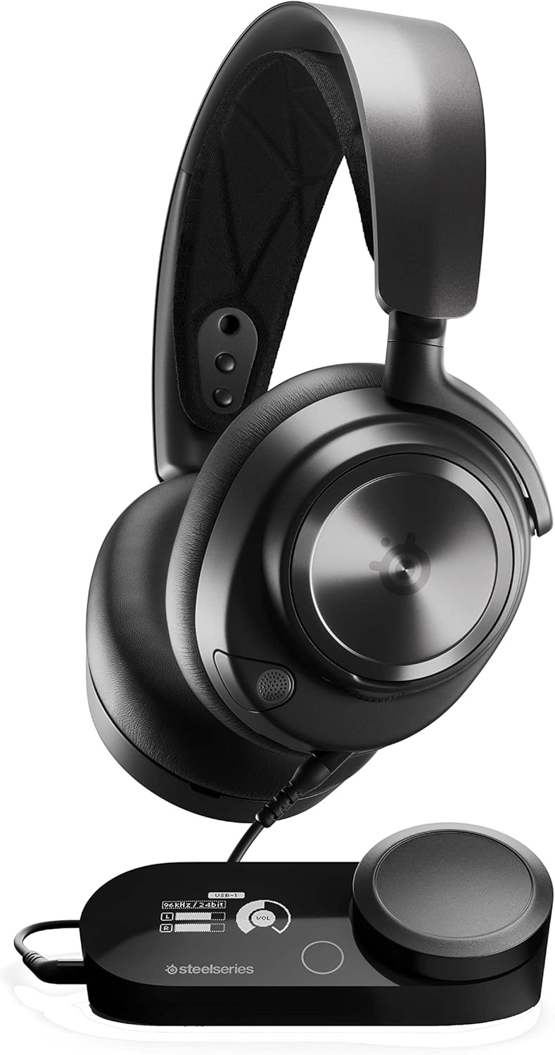 SteelSeries Arctis Nova Pro - Multi-System Gaming Headset (PS5, PC, Switch & More) - Premium Hi-Fi Drivers - Hi-Res Certified GameDAC Gen2 with ESS Sabre QuadDAC - 360° Spatial Audio - Retractable Mic