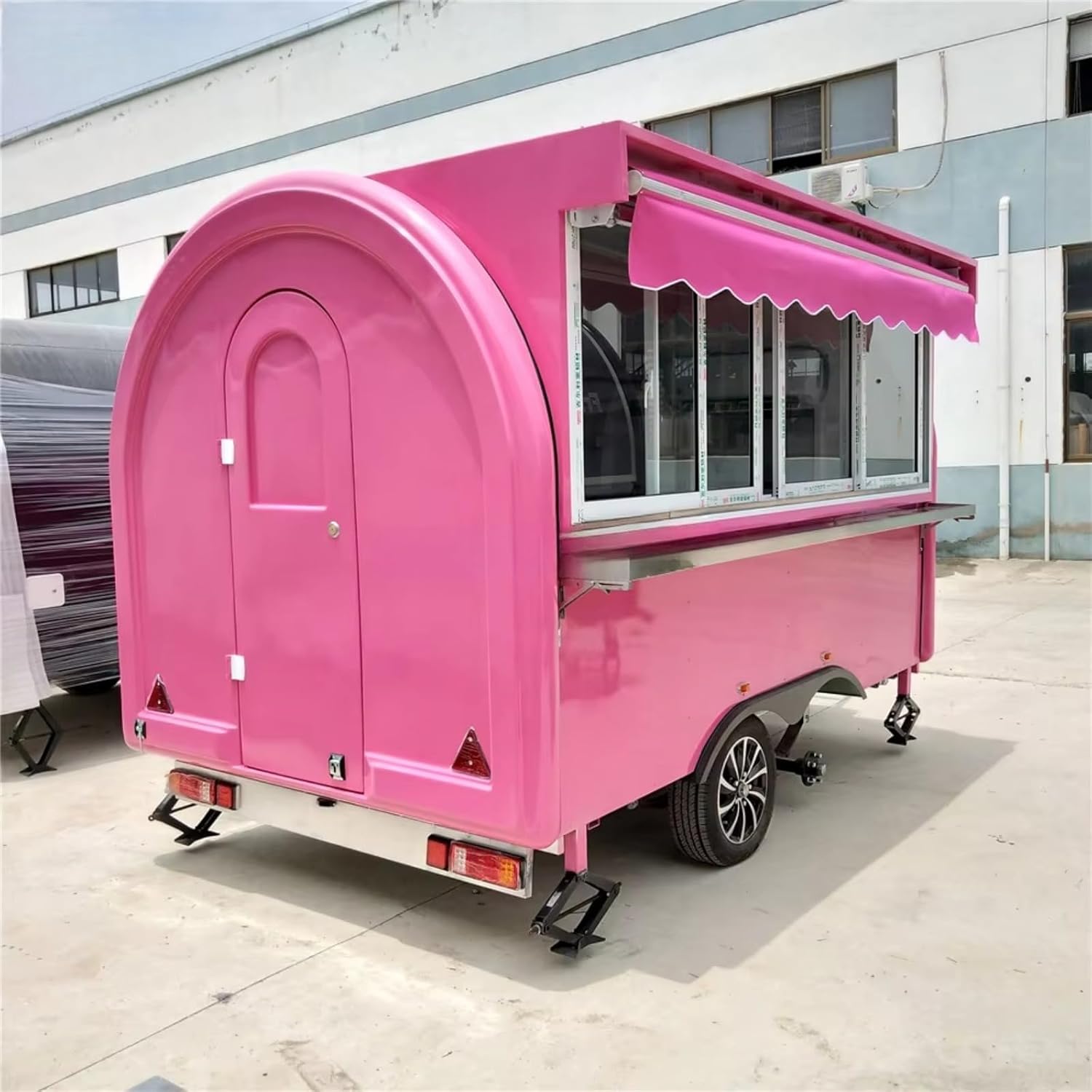 Mobile Fast Food Truck Concession Food Trailer Fully Equipped Kitchen Bar Trailers Outdoor Street Restaurant Mini BBQ Cooking Trucks for Vending Car, Near to Me Snack Camp Cart