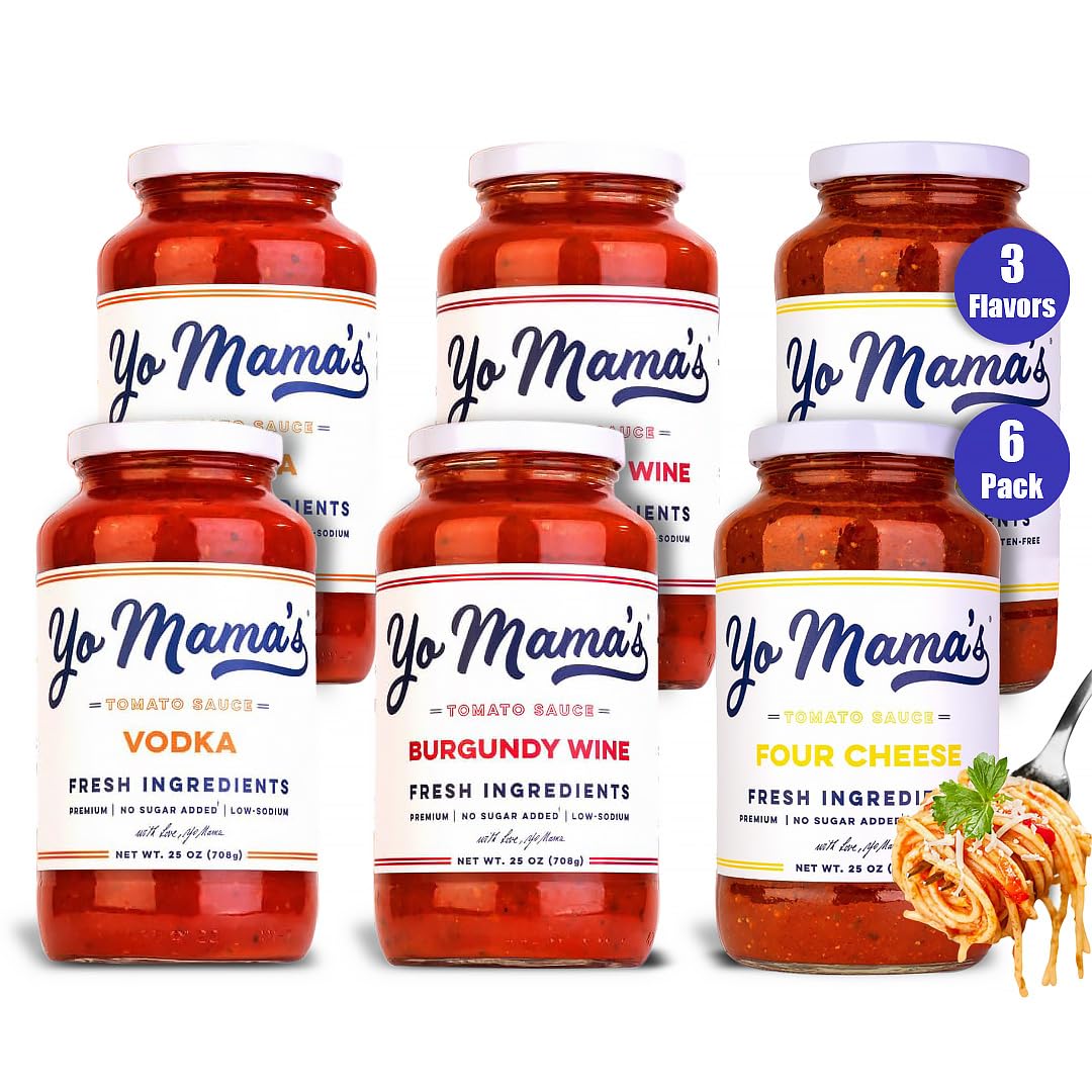 Yo Mama's Foods Keto Pasta Sauces - Pack of (6) - No Sugar Added, Gluten Free, Preservative Free, Paleo Friendly, and Made with Whole, Non-GMO Tomatoes!