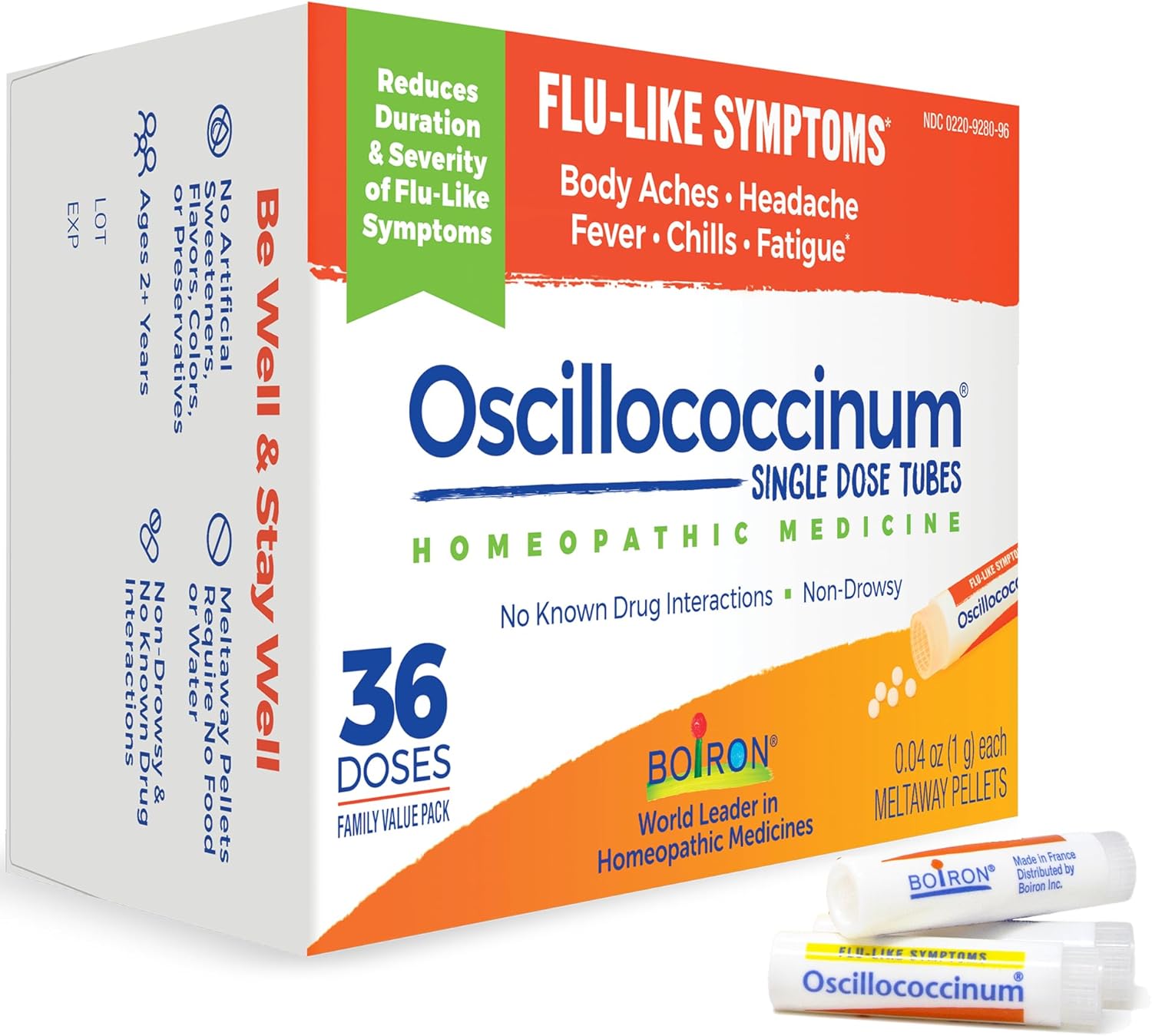 Boiron Oscillococcinum Homeopathic Medicine for flu-Like Symptoms, White, 36 Count