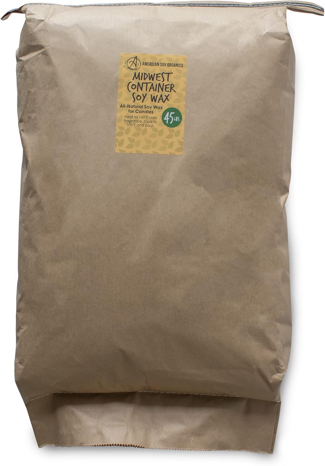 American Soy Organics 100% Midwest Soy Wax Beads for Candle Making - Natural Candle Making Supplies - Paraffin-Free, Beeswax-Free Candle Wax for Container Candles, Tealights and Wax Melts, 45 lbs