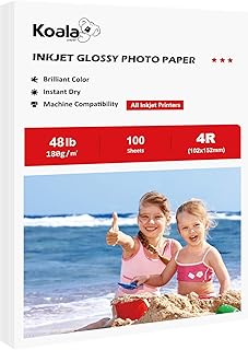 Koala Glossy Inkjet Photo Paper 4X6 Inches 48lb 100 Sheets Professional Glossy Photographic Paper Compatible with Inkjet Printer Use DYE INK 180GSM
