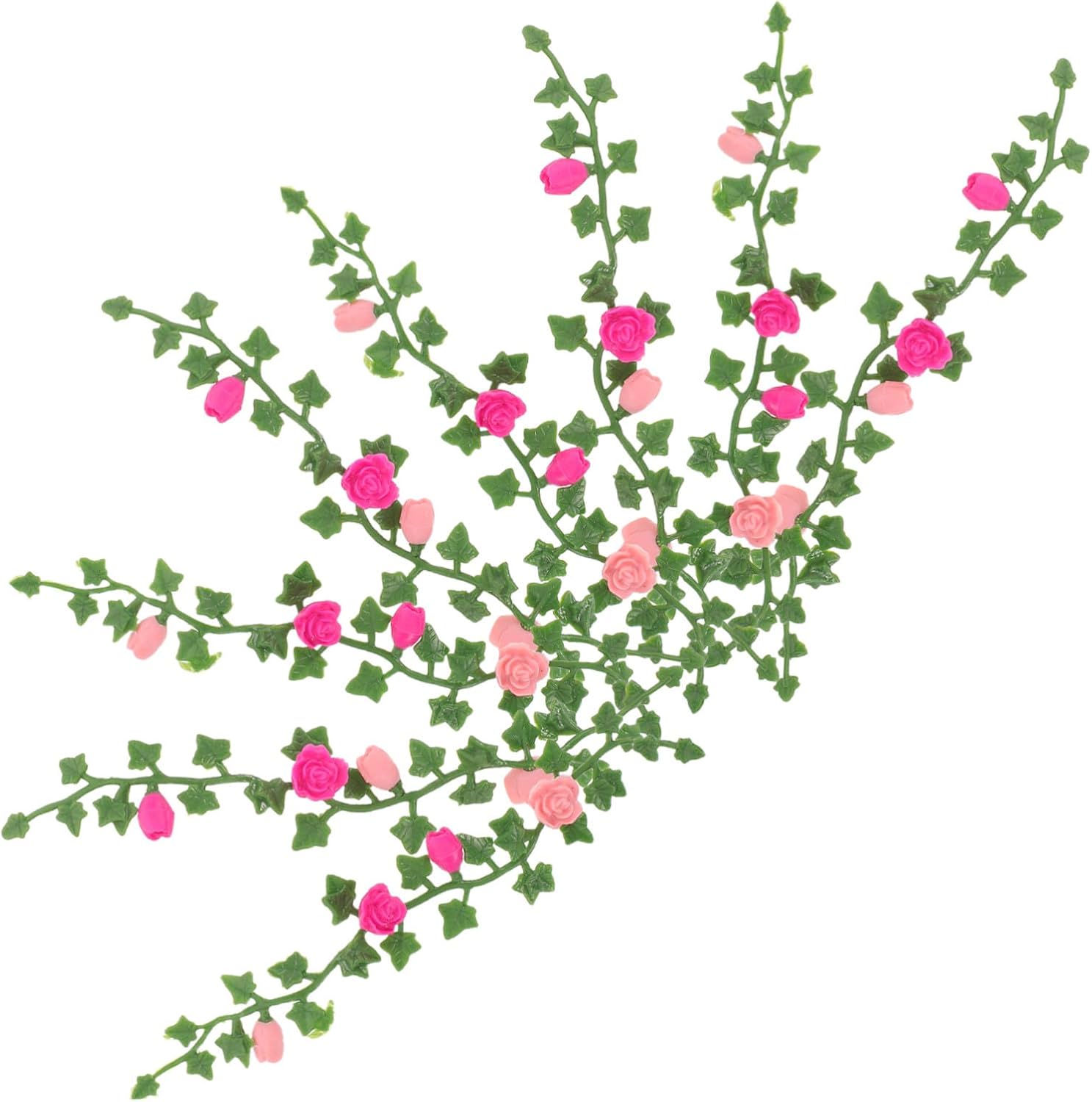 TOYANDONA 8pcs Miniature Rose Vine Dollhouse Accessories Artificial Flower Swing Vines for Micro Landscape Decoration Mini Garden Scene Enhancer for Indoor Outdoor Dollhouse