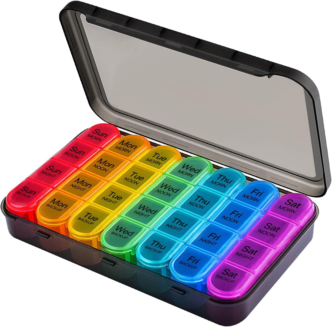 Cruxer Pill Box Organiser 7 Day 4 Times Daily Medicine Storage Box, Weekly Medication Tablet Organizer Moisture-Proof BPA Free Travel Dosette Box Dispenser Case to Hold Vitamins, Fish Oil, Supplements