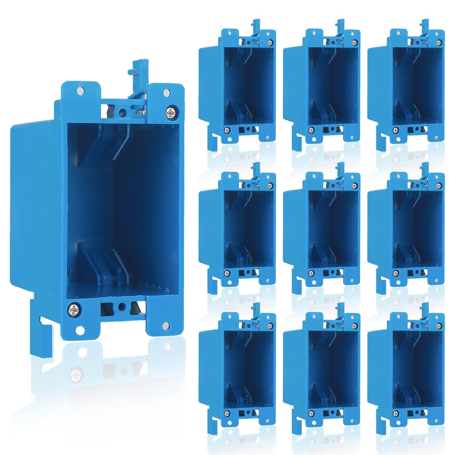 ANKYLHUA 10-Pack Single Gang Electrical Outlet Box, Old Work Box, 14 Cubic Inch Switch Box Plastic Outlet Box 1-Gang Electrical Outlet Box Extenders for Residential Commercial Old Job Applications