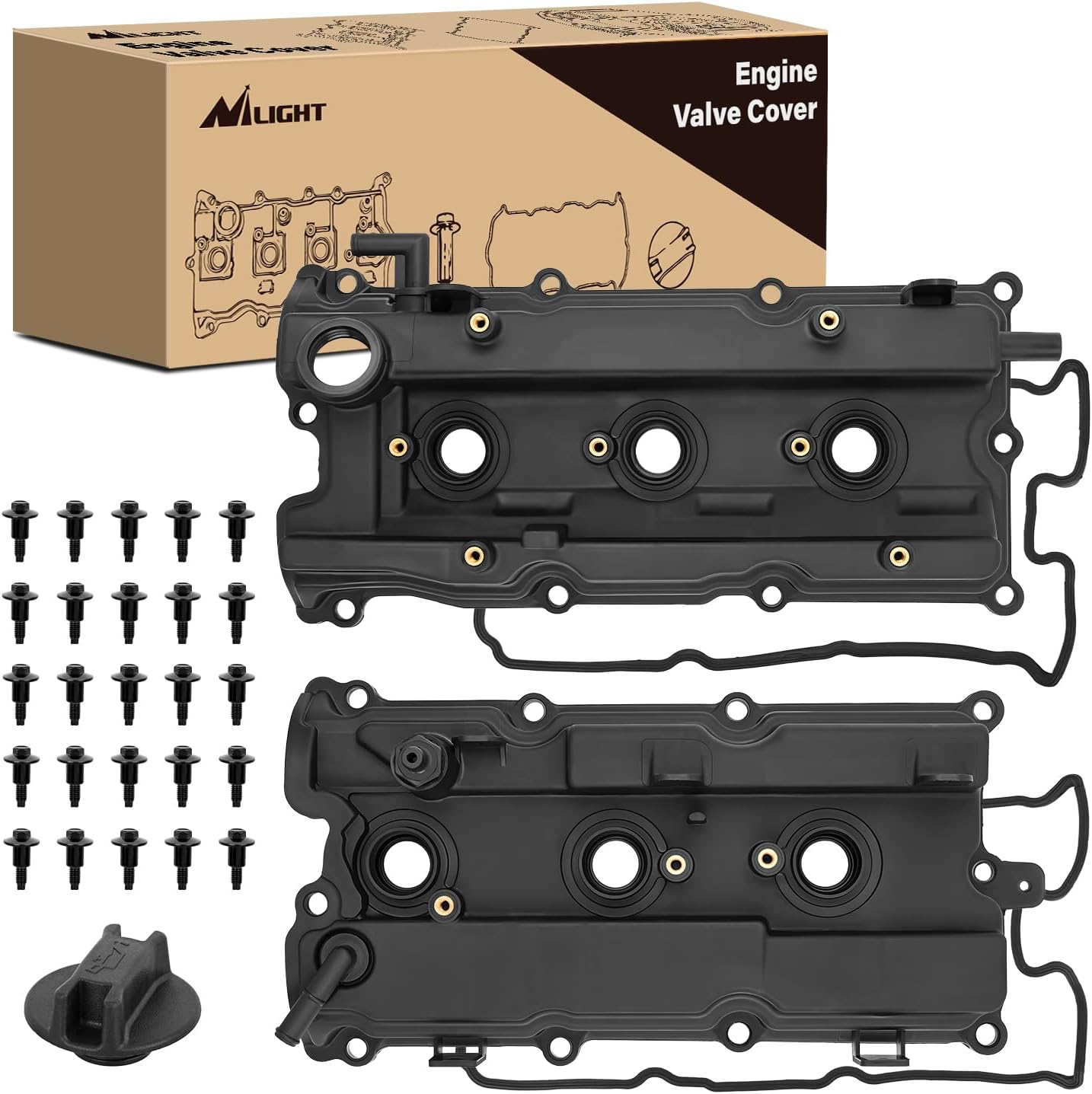 Nilight Pair Engine Valve Cover Set for Infiniti I35 2002 2003 2004, for Nissan Altima 2002 2003 2004 2005 2006, Maxima 2002-2006 2007 2008, Quest 2004-2009, Murano 2003 2004 2005 2006 2007