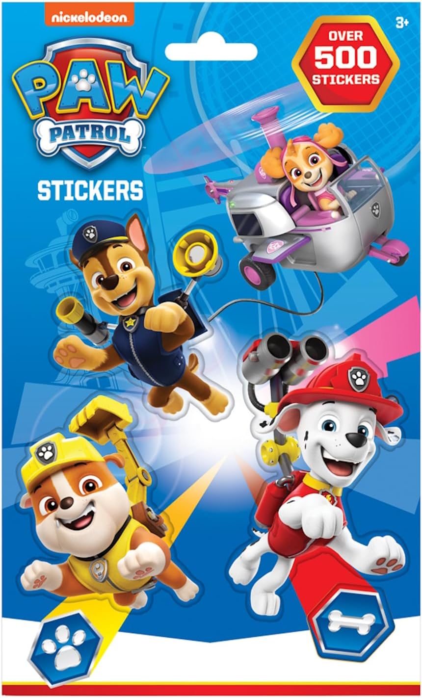Paw Patrol Stickers Pack - Over 500 Stickers with Chase, Marshall, Rubble, Skye & More - Ideal for Kids 3+