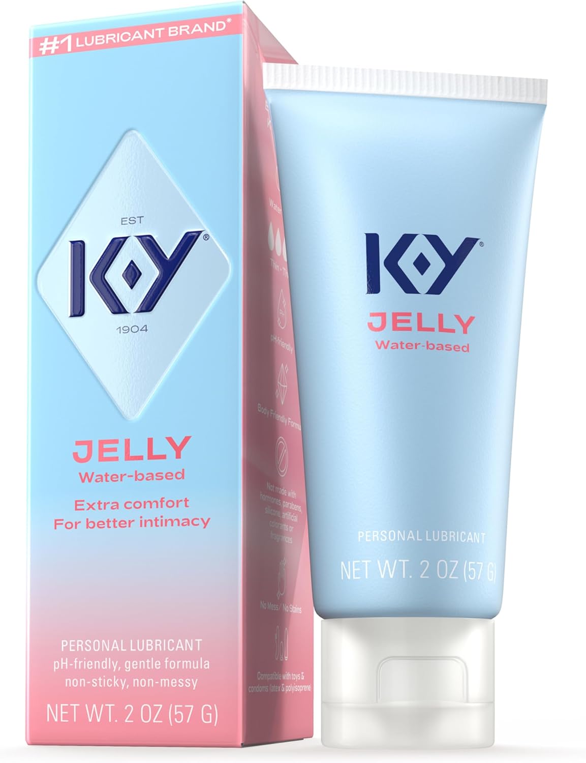 K-Y Jelly Water Based Lube for Sex, Anal Lube, Non-Greasy Water Based Personal Lubricant, pH Friendly Sex Lube Can Be Used with Sex Toys for Women & Male Sex Toys, Condom Friendly Personal Lube, 2 oz