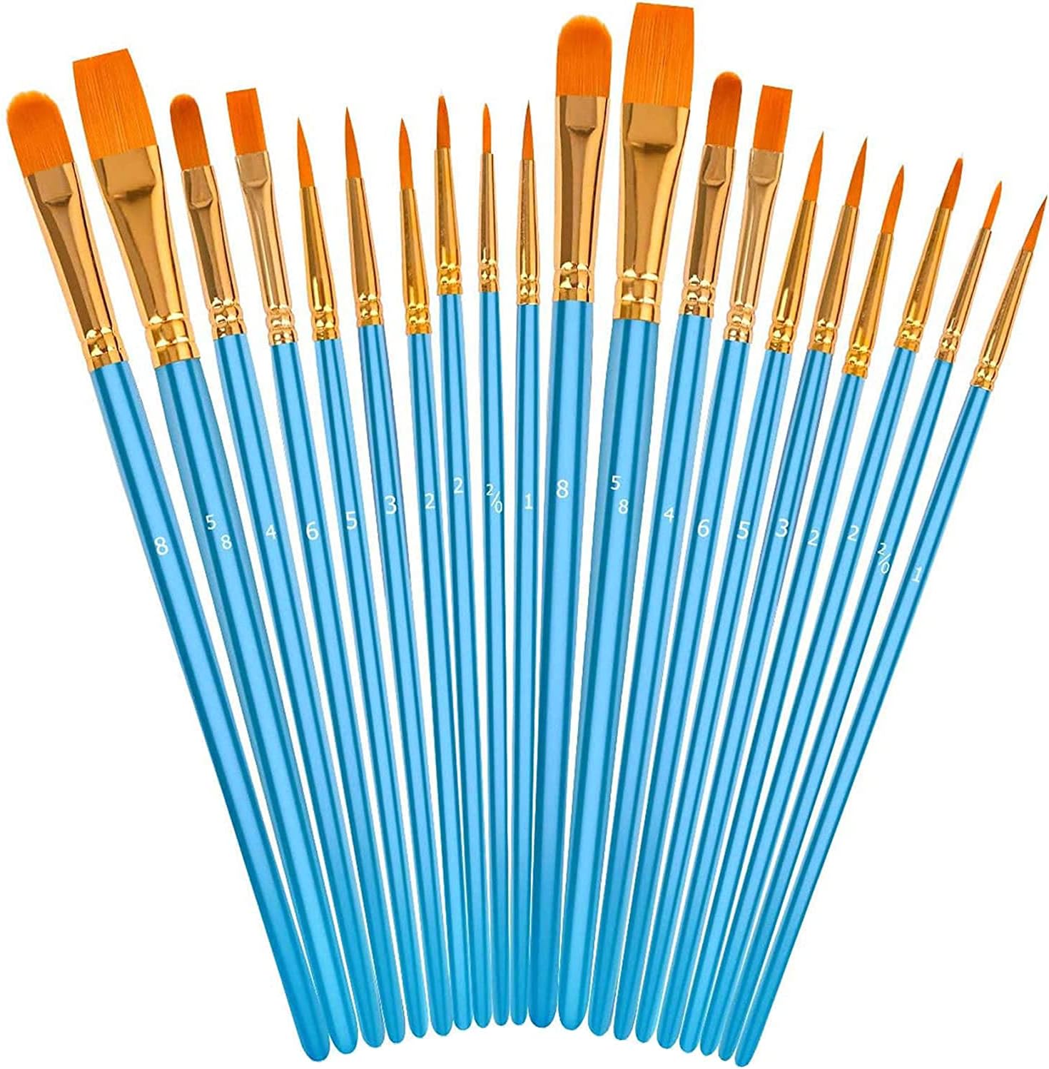 Soucolor Acrylic Paint Brushes Set, Easter Basket Stuffers, 20Pcs Round Pointed Tip Artist Paintbrushes for Acrylic Oil Watercolor Canvases Rock Body Face Nail Miniature Detailing Drawing Art Supplies