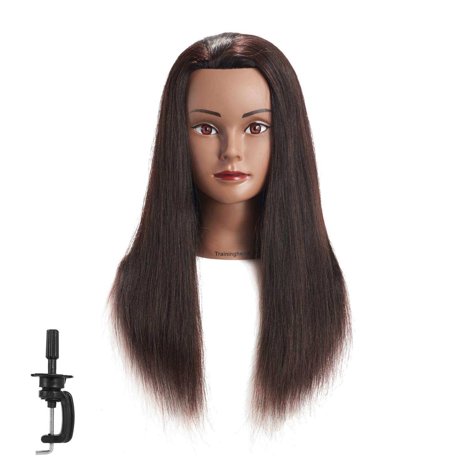 20-22" Female 100% Human Hair Mannequin Head for Hairdresser