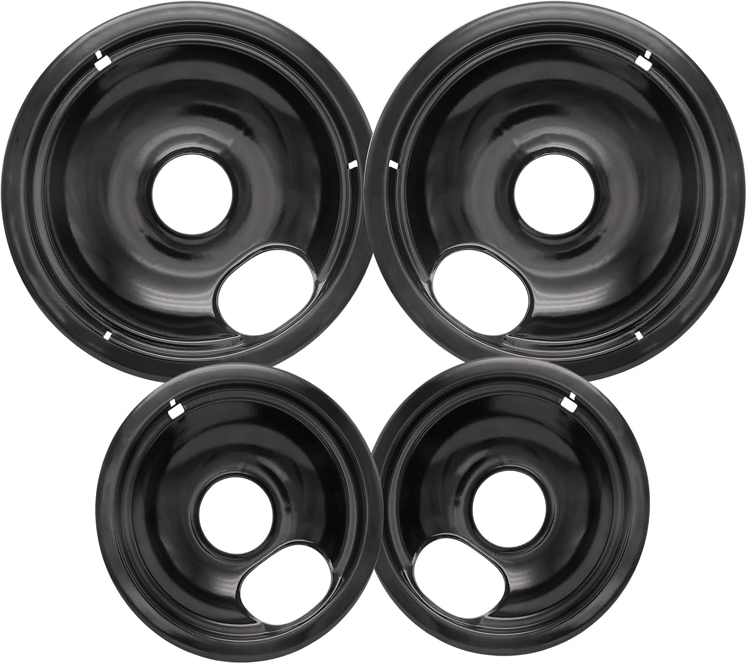 Stove Drip Pan for Electric Stove Top, Compatible with Frigidaire 10% Energy Save by Enamel Spraying Prevent Bending and Rust Includes a Set of 4 Oven Burner Drip Pans, Black