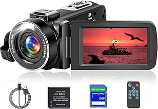 Video Camera Camcorder, Full HD 1080P Camcorder 48MP 16X Digital Video Camera for YouTube, 3.0 Inch IPS Screen Vlogging Camera Recorder with 32GB Card, Remote Control, and Battery