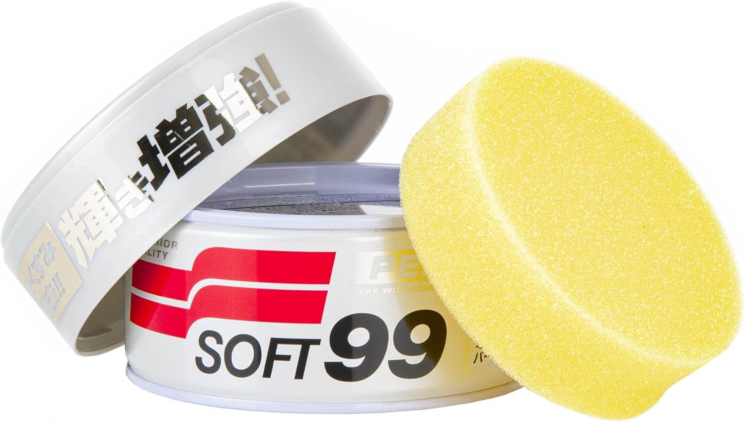 SOFT99 Pearl and Metallic Wax 320g - Hard Car Wax Polish - Hybrid Formula with Carnauba Additive - Hydrophobic Coating - Paintwork Protection and Colour Depth - Kit with an Applicator Pad